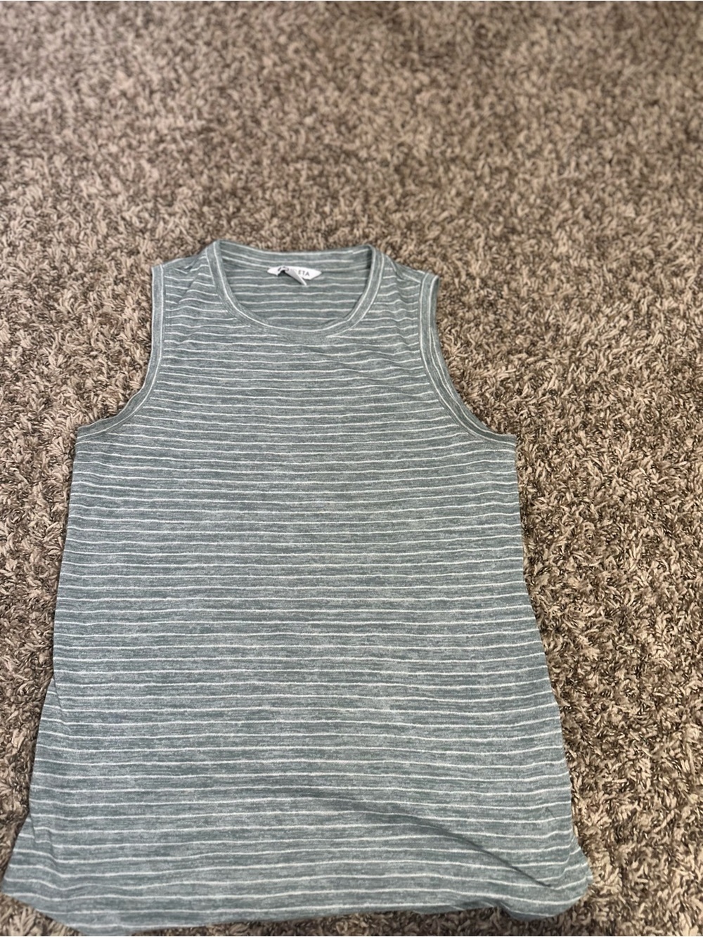 Athleta Green-Gray Striped Crew Tank